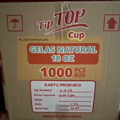 CUP/GELAS PLASTIK MERK TIP TOP 18 Oz (DUS)