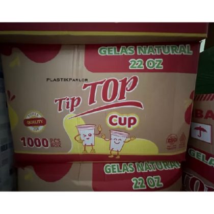 CUP/GELAS PLASTIK TIP TOP DATAR 22 Oz (DUS)